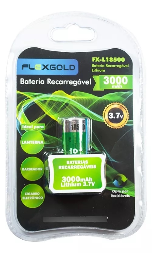 Bateria Recarregavel 3000mah 3.7v Fx-L18500 - Flex Gold