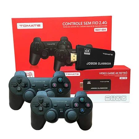 Vídeo Game s/ fio 4K 2.4G Retro + 2 Controles - May 104- Tomate