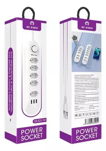 Extensão 5 Saídas e 3 USB - OI-TO119 - Oi Vida