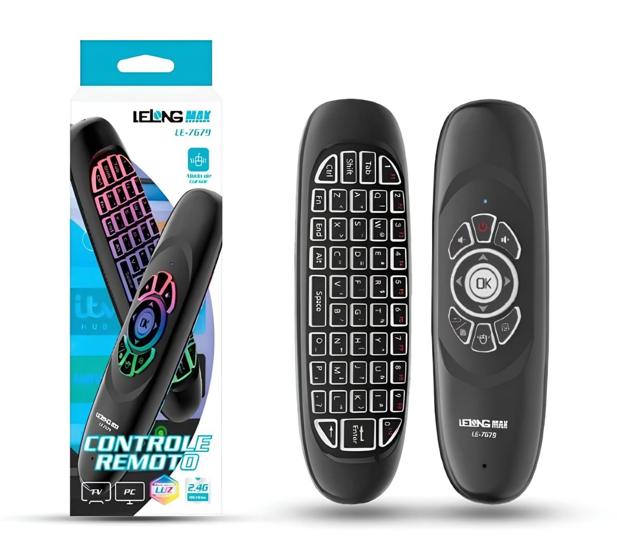 Controle Teclado Air Mouse Sem Fio - Lelong - Le-7679
