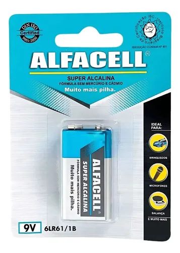 Bateria 9v / 6LR61 - Alfacell