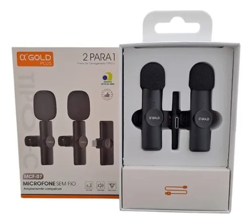 Microfone Sem Fio Duplo Tipo-C - A'Gold - MCF-07