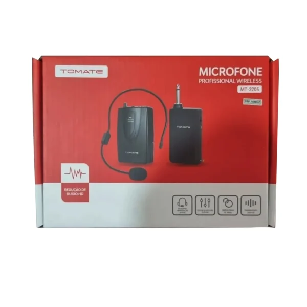 Microfone Profissional Wireless C/ Sistema De Redução - Mt 2205 - Tomate