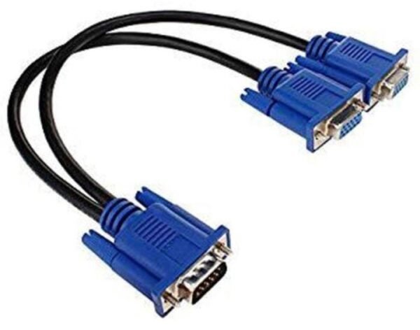 Cabo Vga Duplo Y  2 Saídas  Vga Macho P/ Vga Femea