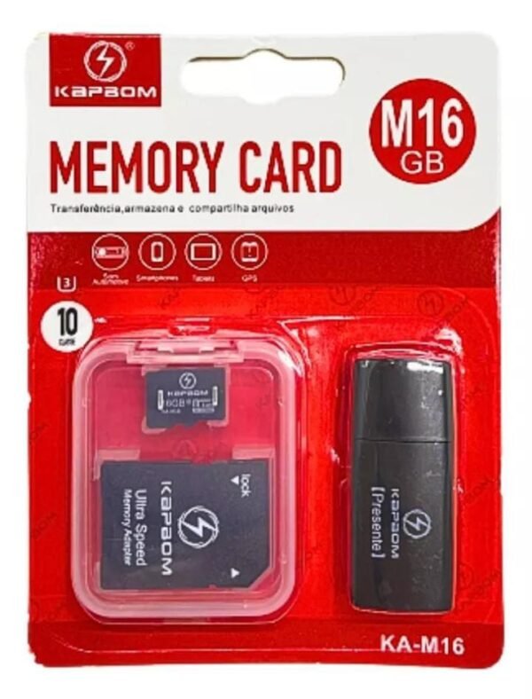 Cartão De Memoria 16gb C/ Adaptadores - Kapbom