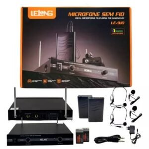 Kit Microfone De Lapela Sem Fio Com Receptor - Lelong - Le-910