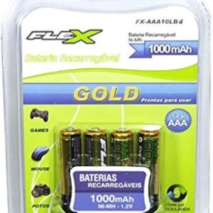 Pilha Recarregavel Gold C/ 4 Unid. Mod. "Flex" Fx-Aaa10lb4