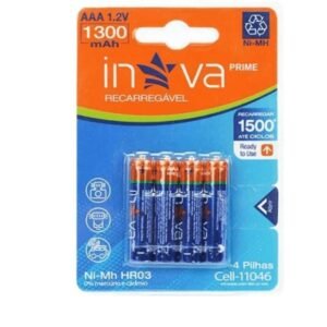 Pilha AAA Recarregável C/ 4un - Inova