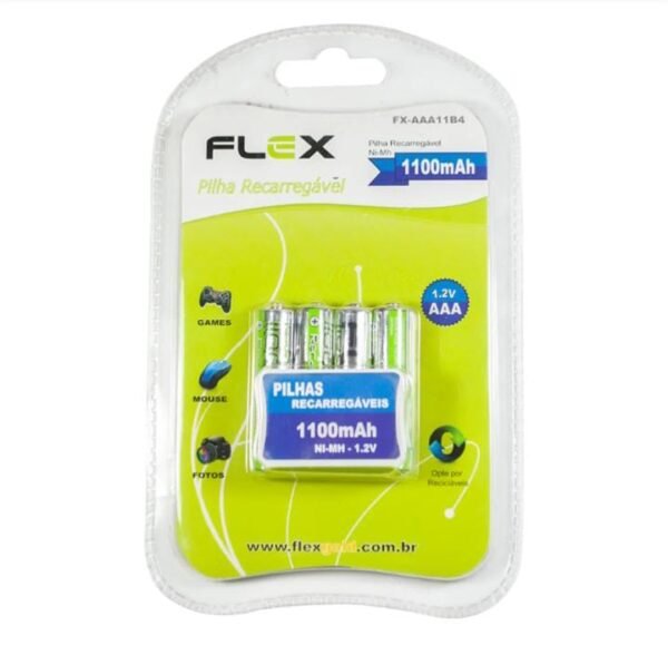 Pilha Recarregavel C/ 4 Unid. Mod. "Flex" Fx-Aaa11b4