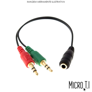 Adaptador P3 P/ Fone Entrada 1 P3 Fêmea Para 2 P2 Macho Max-0302f