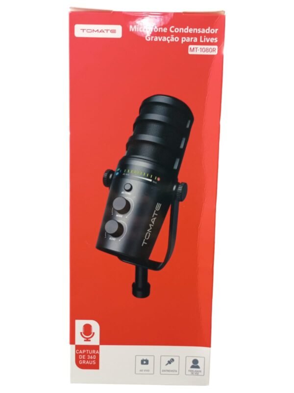 Microfone Condensador Gamer - Mt-1080R - Tomate