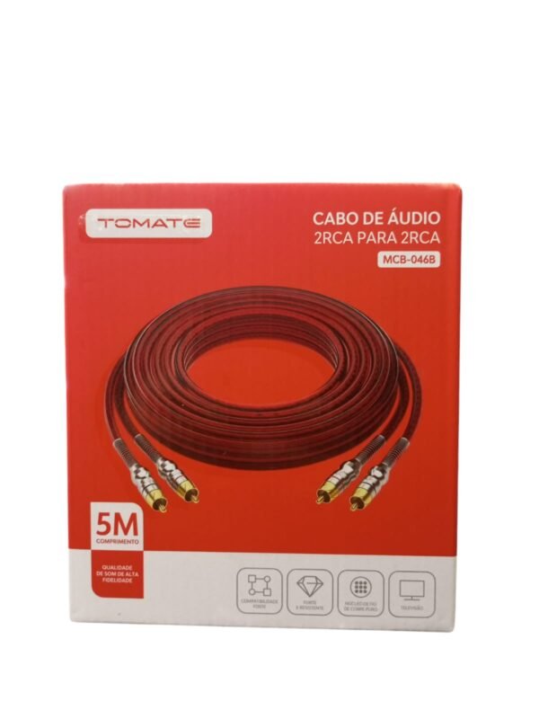 Cabo de Audio 2 rca p/ 2 rca 5m - Mcb-046b - Tomate