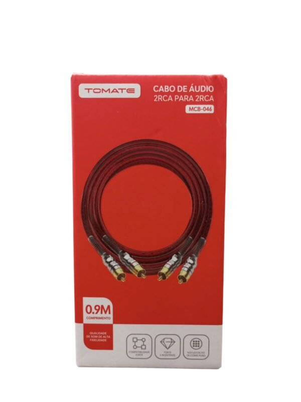 Cabo de Audio 2 rca p/ 2 rca 0.9m - Mcb-046 - Tomate