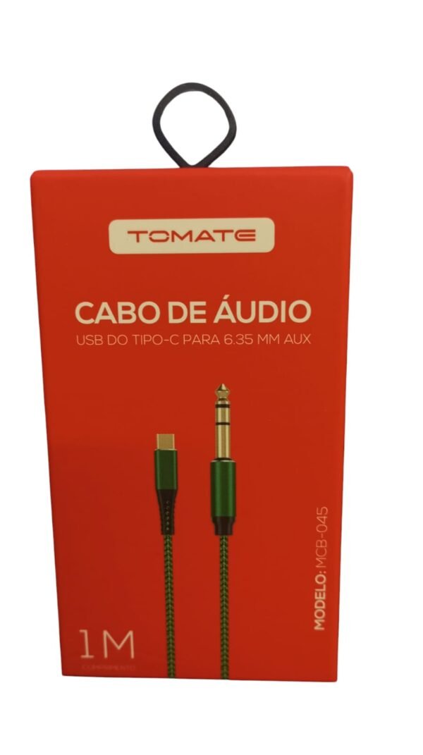 Cabo de Áudio USB Tipo C p/ p10 6.35mm AUX 1m - MCB-045 -Tomate