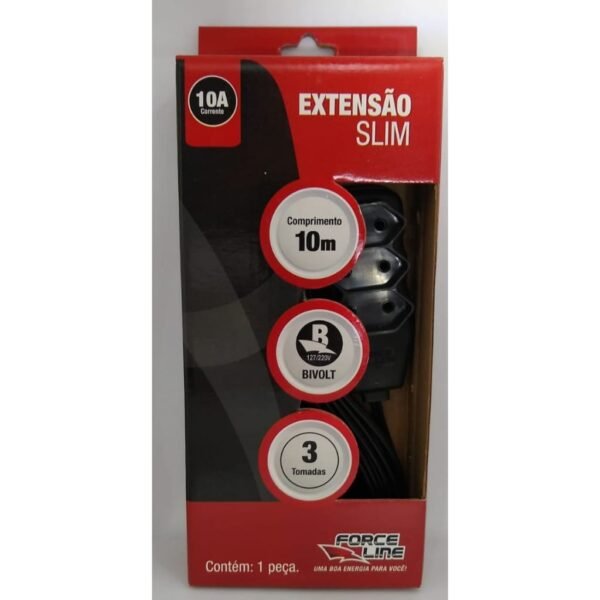 Extensão Slim 3 Tomadas 10m - Foce Line