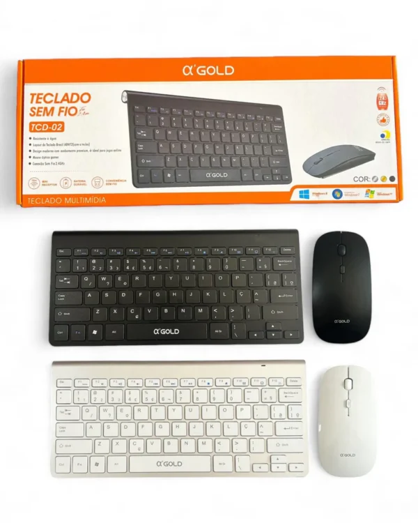 Kit Teclado e Mouse Sem Fio - GOLD - TCD-02