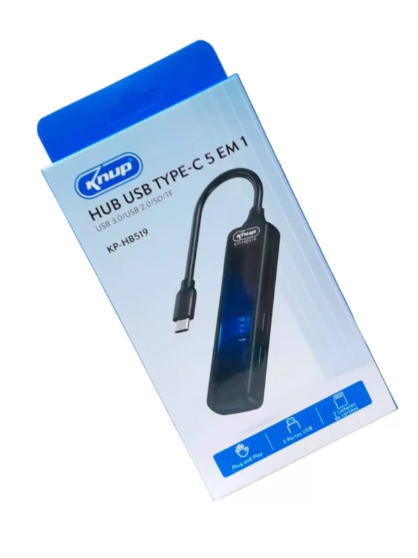 Hub Tipo-C 5 em 1 - 3 Portas Usb 2.0 - Kp-Hb519