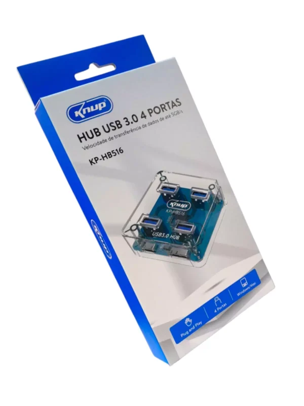 Hub USB 3.0 4 Portas USB + 1 Porta Type-C - Knup - KP-HB516