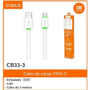 Cabo De Dados USB / Tipo C 3m - Cb33-3 - A'Gold
