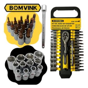 Kit 28 Peças Chave Soquete Catraca - Bom-3209 - Bomvink
